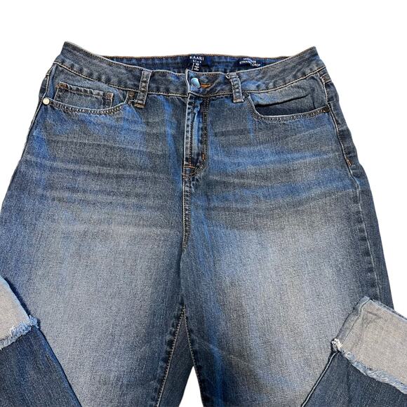 Kaari High Rise Straight Crop Jeans Women's 10 Cuffed Hem Medium Wash Blue - Picture 9 of 15